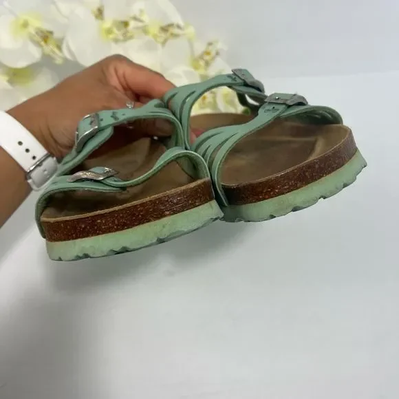 Birkenstock Green Sandals with Silver Buckles - Picture 11 of 14